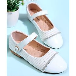 Cute Walk by Babyhug Solid Colour Ballerina With Velcro Closure - White