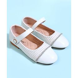 Cute Walk by Babyhug Solid Colour Ballerina With Velcro Closure - White