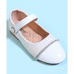 Cute Walk by Babyhug Solid Colour Ballerina With Velcro Closure - White