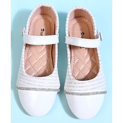 Cute Walk by Babyhug Solid Colour Ballerina With Velcro Closure - White