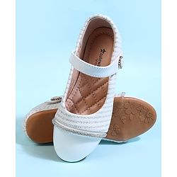 Cute Walk by Babyhug Solid Colour Ballerina With Velcro Closure - White