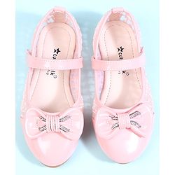 Cute Walk by Babyhug Velcro Closure Ballerina With Bow Applique - Pink