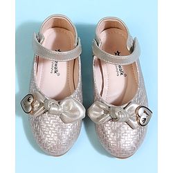 Cute Walk by Babyhug Velcro Closure Ballerina With Bow Applique - Golden