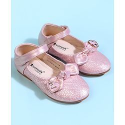 Cute Walk by Babyhug Velcro Closure Ballerina With Bow Applique - Golden