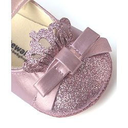Cute Walk by Babyhug Velcro Closure Booties with Shimmer Floral Applique - Pink