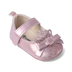 Cute Walk by Babyhug Velcro Closure Booties with Shimmer Floral Applique - Pink