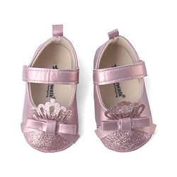 Cute Walk by Babyhug Velcro Closure Booties with Shimmer Floral Applique - Pink