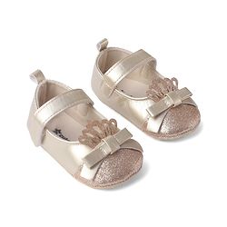Cute Walk by Babyhug Velcro Closure Booties with Shimmer Floral Applique - Pink