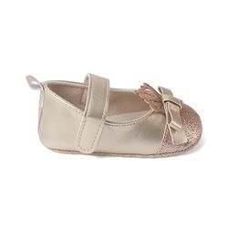 Cute Walk by Babyhug Velcro Closure Booties with Shimmer Floral Applique - Pink