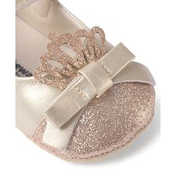 Cute Walk by Babyhug Velcro Closure Booties with Shimmer Floral Applique - Pink