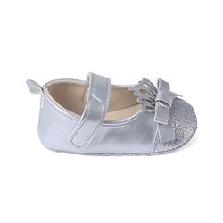 Cute Walk by Babyhug Velcro Closure Booties with Shimmer Floral Applique - Pink