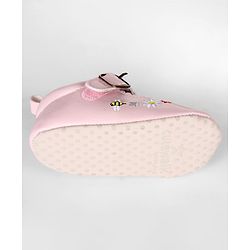Cute Walk by Babyhug Velcro Closure Booties with Embroidery - Pink