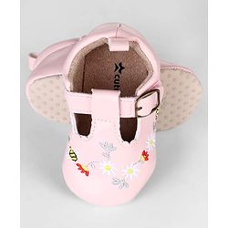 Cute Walk by Babyhug Velcro Closure Booties with Embroidery - Pink