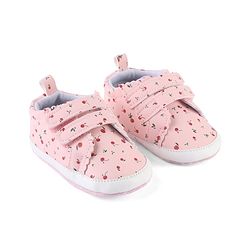 Cute Walk by Babyhug Booties With Velcro Closure & Cherry Print - Pink