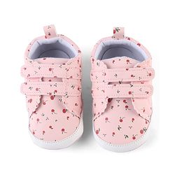 Cute Walk by Babyhug Booties With Velcro Closure & Cherry Print - Pink