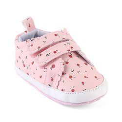 Cute Walk by Babyhug Booties With Velcro Closure & Cherry Print - Pink