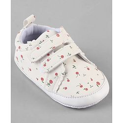 Cute Walk by Babyhug Booties With Velcro Closure & Cherry Print - Pink