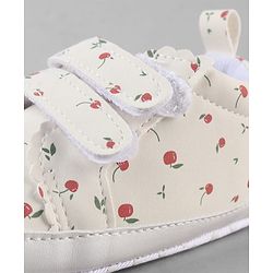 Cute Walk by Babyhug Booties With Velcro Closure & Cherry Print - Pink
