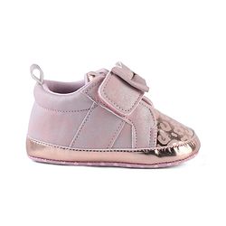 Cute Walk by Babyhug Booties With Velcro Closure & Bow Applique - Pink