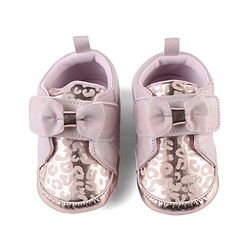Cute Walk by Babyhug Booties With Velcro Closure & Bow Applique - Pink