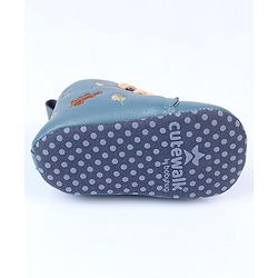 Cute Walk by Babyhug Slip On Booties With Leaf Embroidery - Blue