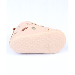 Cute Walk by Babyhug Slip On Booties With Leaf Embroidery - Blue