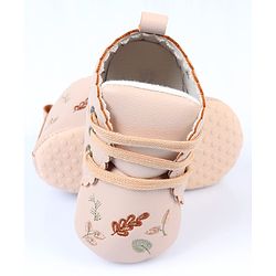 Cute Walk by Babyhug Slip On Booties With Leaf Embroidery - Blue