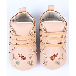 Cute Walk by Babyhug Slip On Booties With Leaf Embroidery - Blue