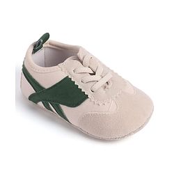 Cute Walk by Babyhug Lace Up Booties with Stripes - Green