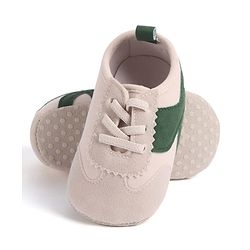 Cute Walk by Babyhug Lace Up Booties with Stripes - Green