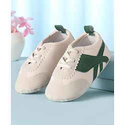 Cute Walk by Babyhug Lace Up Booties with Stripes - Green