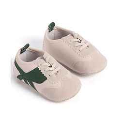Cute Walk by Babyhug Lace Up Booties with Stripes - Green