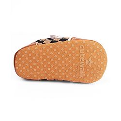 Cute Walk by Babyhug Booties With Velcro Closure & Checks Print - Brown