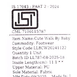 Cute Walk by Babyhug Booties With Velcro Closure & Checks Print - Brown