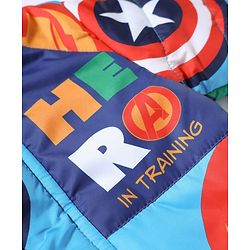 Babyhug Marvel Woven Winter Jacket with Full Sleeves and Hero In Training Print - Blue for 3-6 Months