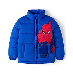 Babyhug Marvel Woven Hooded Winter Jacket with Full Sleeves and Spider-Man Graphic - Blue