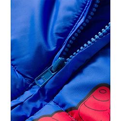 Babyhug Marvel Woven Hooded Winter Jacket with Full Sleeves and Spider-Man Graphic - Blue