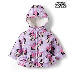 Babyhug Disney Woven Full Sleeves Hooded Winter Jacket With Minnie Mouse Print - Pink