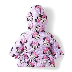 Babyhug Disney Woven Full Sleeves Hooded Winter Jacket With Minnie Mouse Print - Pink