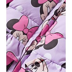 Babyhug Disney Woven Full Sleeves Hooded Winter Jacket With Minnie Mouse Print - Pink