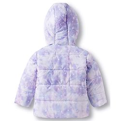 Babyhug Disney Woven Hooded Padded Winter Jacket With Full Sleeves and Elsa & Anna Graphic- Lavender