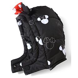 Babyhug Disney Woven Full Sleeves Hooded Winter Jacket With Minnie Mouse Print & Ear Bow Applique - Black