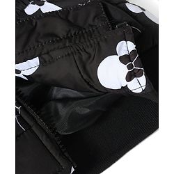 Babyhug Disney Woven Full Sleeves Hooded Winter Jacket With Minnie Mouse Print & Ear Bow Applique - Black