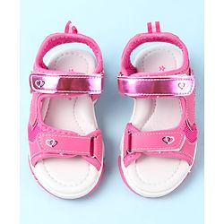 Cute Walk by Babyhug Velcro Closure Sandals With Floral Applique - Fuchsia