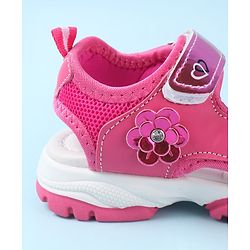 Cute Walk by Babyhug Velcro Closure Sandals With Floral Applique - Fuchsia