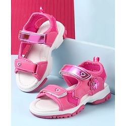 Cute Walk by Babyhug Velcro Closure Sandals With Floral Applique - Fuchsia