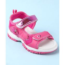 Cute Walk by Babyhug Velcro Closure Sandals With Floral Applique - Fuchsia