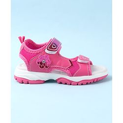 Cute Walk by Babyhug Velcro Closure Sandals With Floral Applique - Fuchsia