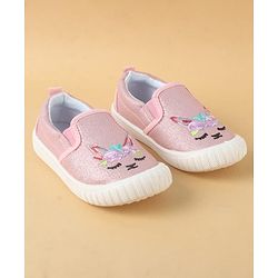 Cute Walk by Babyhug Slip On Casual Shoes with Kitty Embroidery - Pink