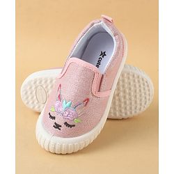 Cute Walk by Babyhug Slip On Casual Shoes with Kitty Embroidery - Pink